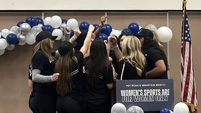 Women of UNR Join Riley Gaines At Women's Sports Are For Women event (OutKick/Alejandro Avila)