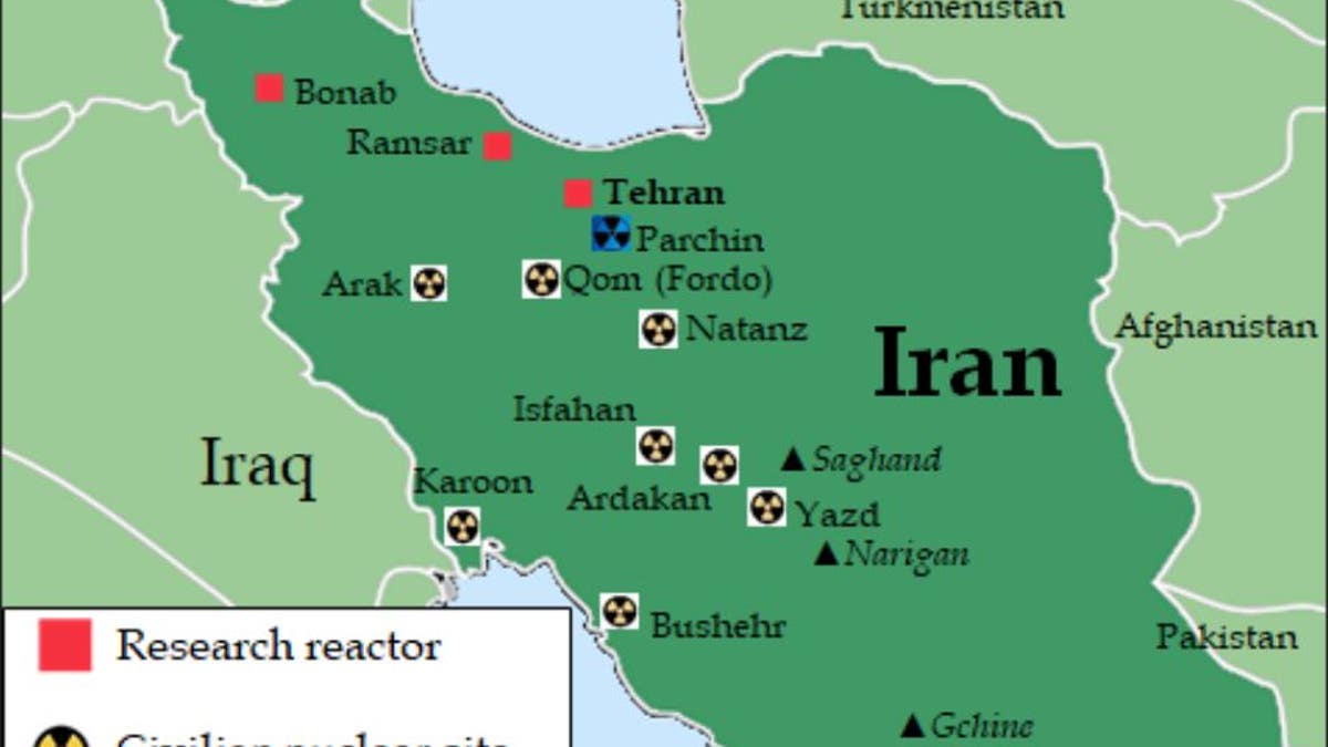 A map of known Iranian nuclear sites.