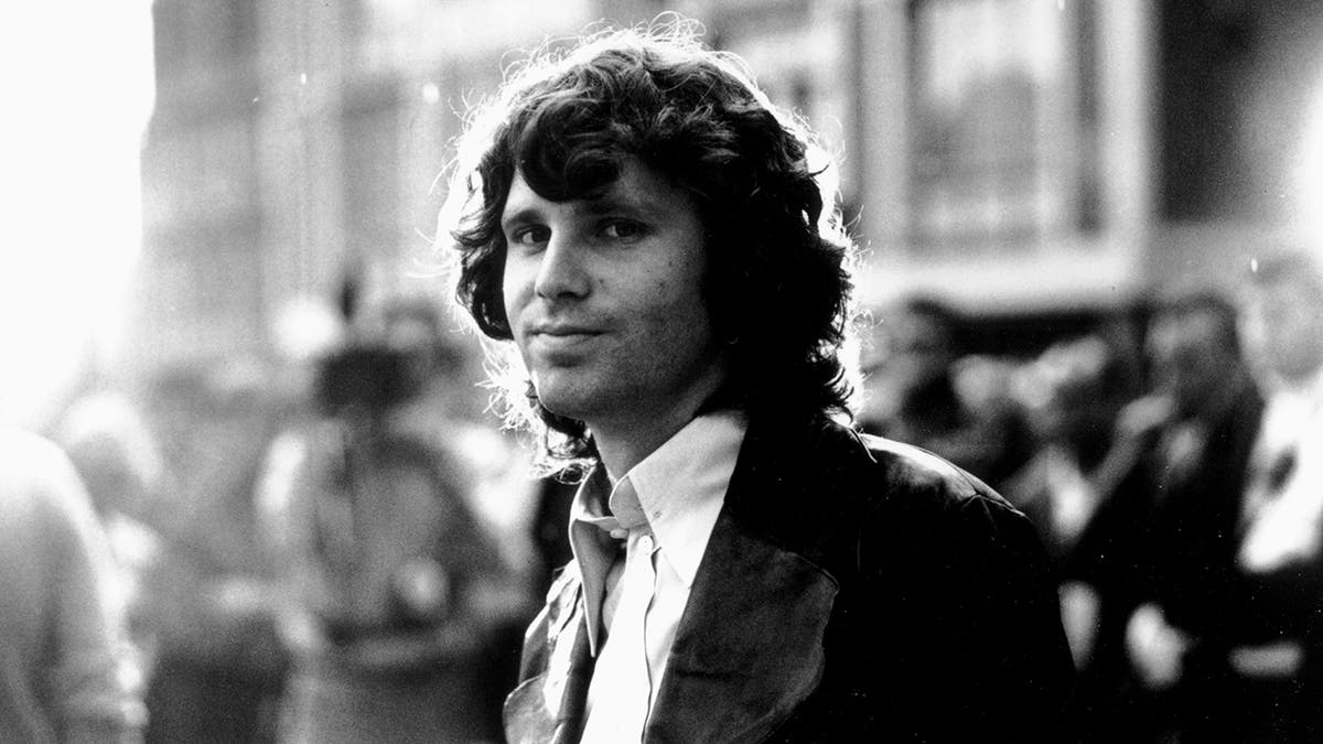 Black and white photo of Jim Morrison