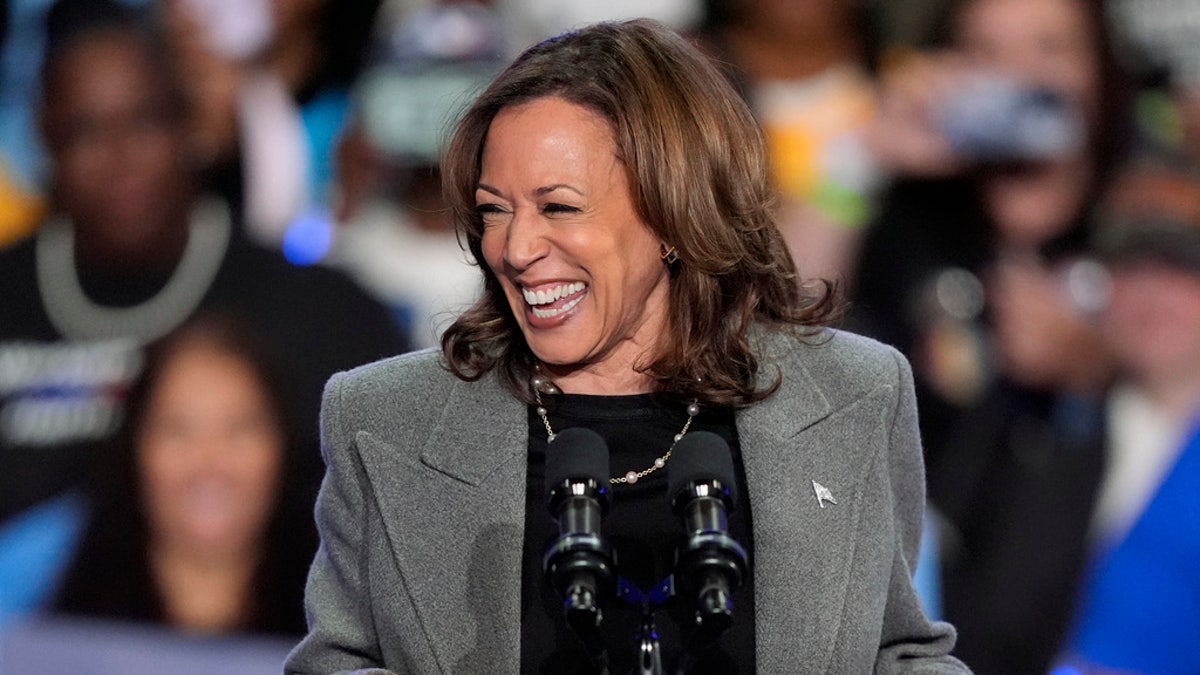 Vice President Kamala Harris speaks during a campaign event at Lakewood Amphitheatre, Saturday, Oct. 19, 2024,, in Atlanta.