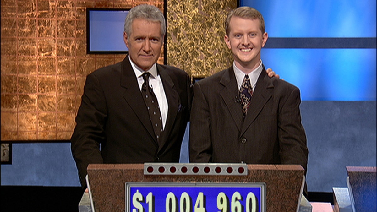 Ken Jennings and Alek Trebek on 