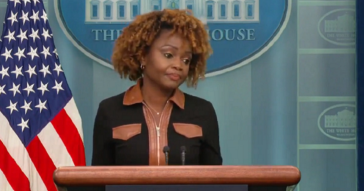 White House press secretary Kariner Jean-Pierre at Monday's White House briefing.