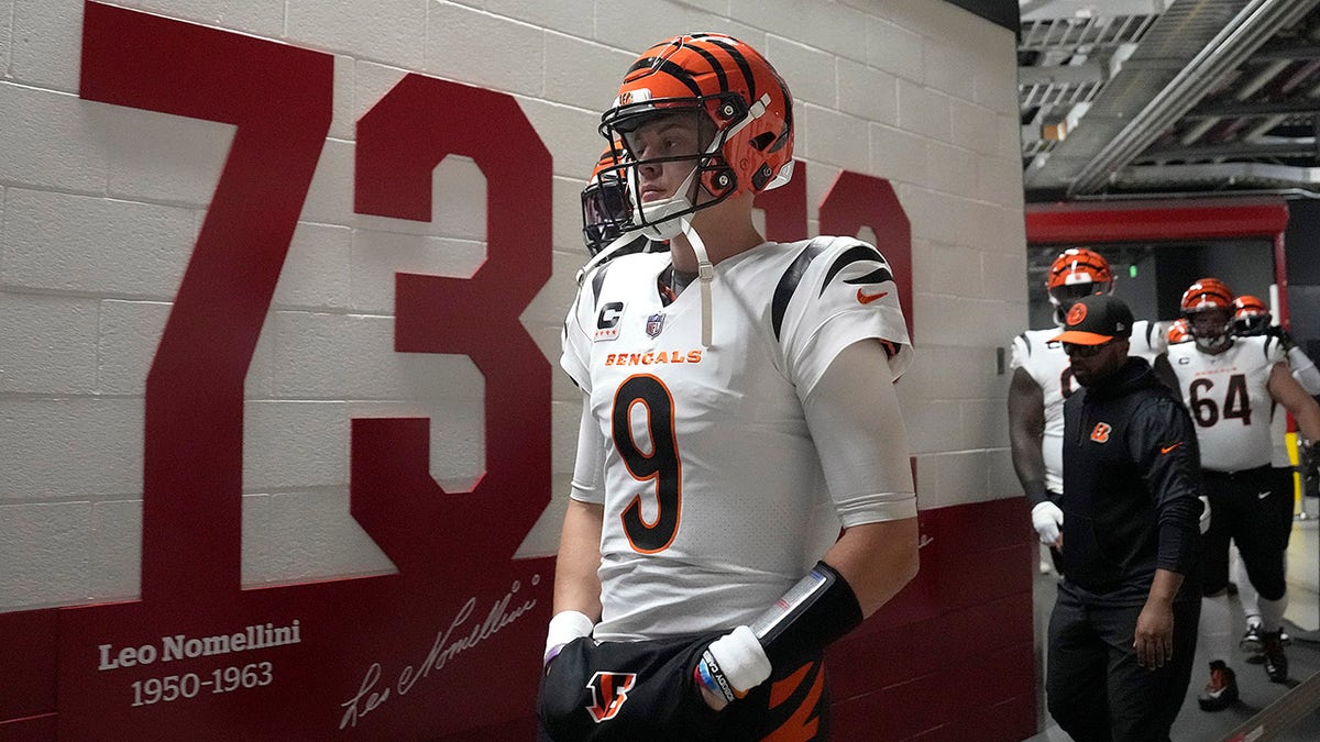 Joe Burrow walks to locker room