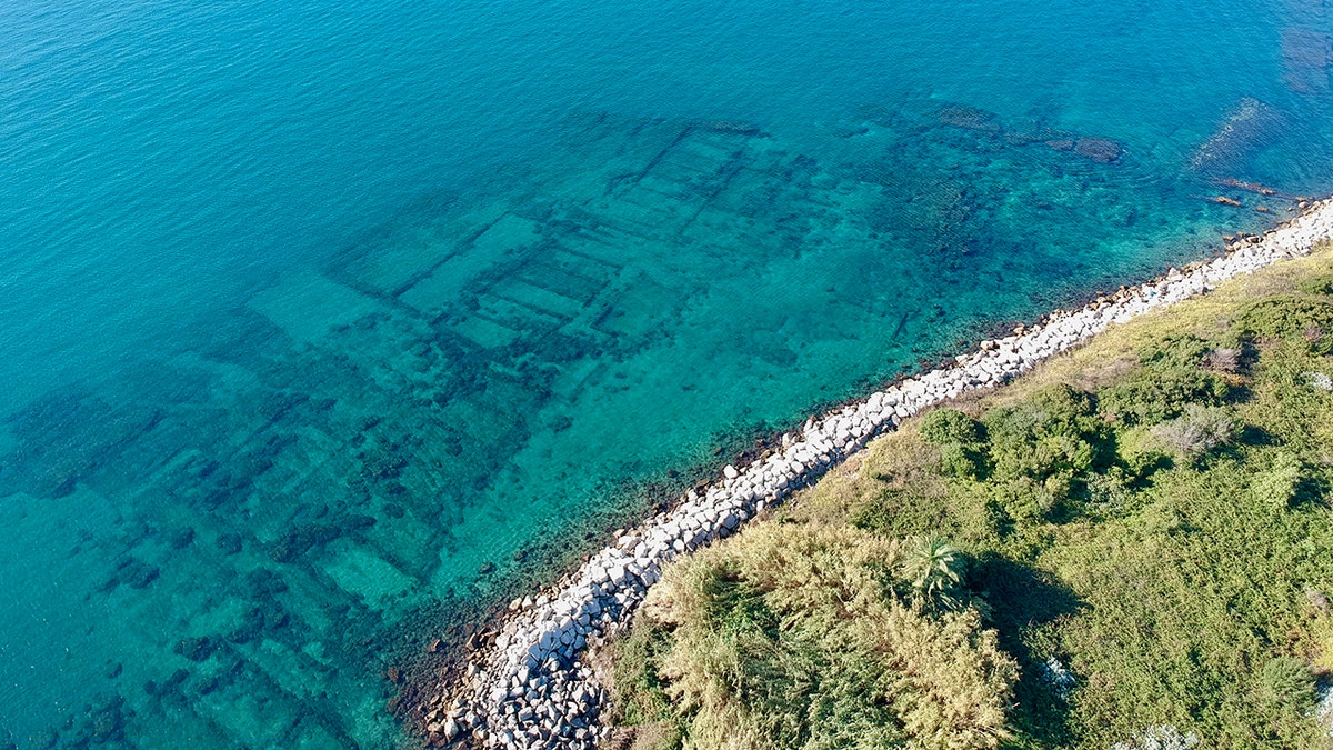 Submerged Nabataean temple from above