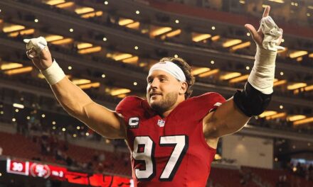 49ers’ Nick Bosa crashes Brock Purdy’s interview wearing Make America Great Again hat