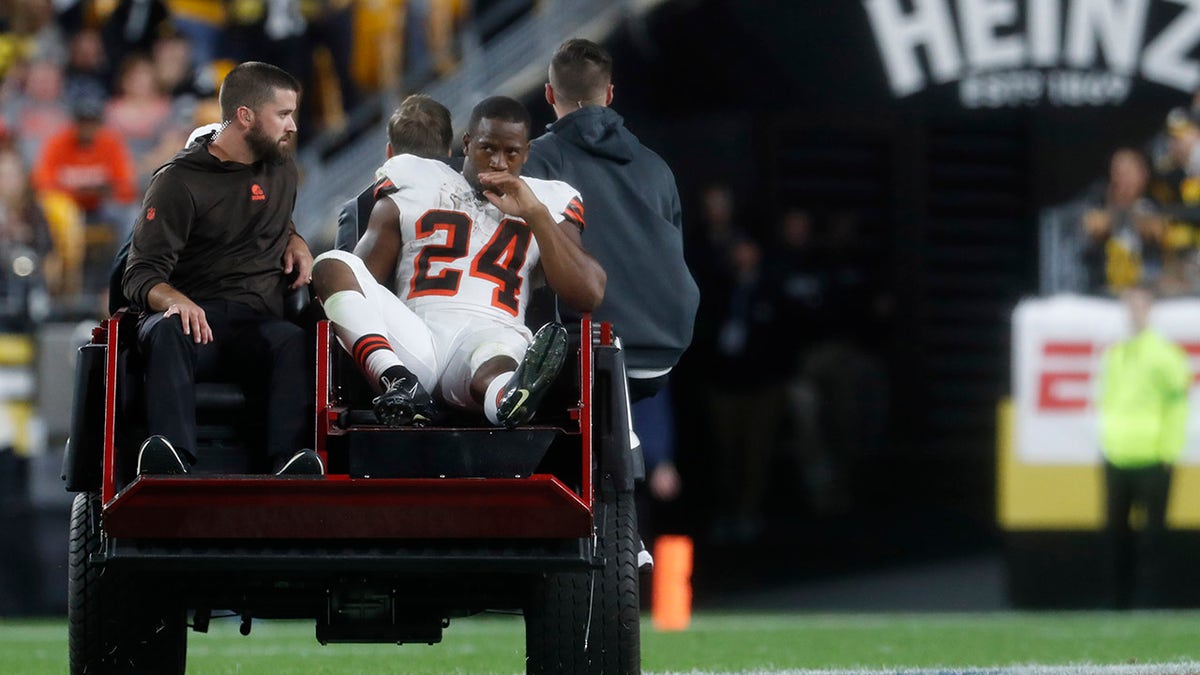 Nick Chubb is carted off the field