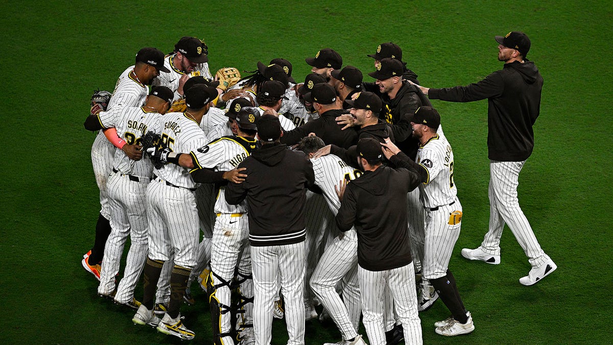 San Diego Padres celebrate after winning a game