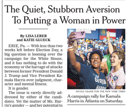 SAD: New York Times Front-Page Story Blames Sexism for All of Kamala’s Campaign Woes