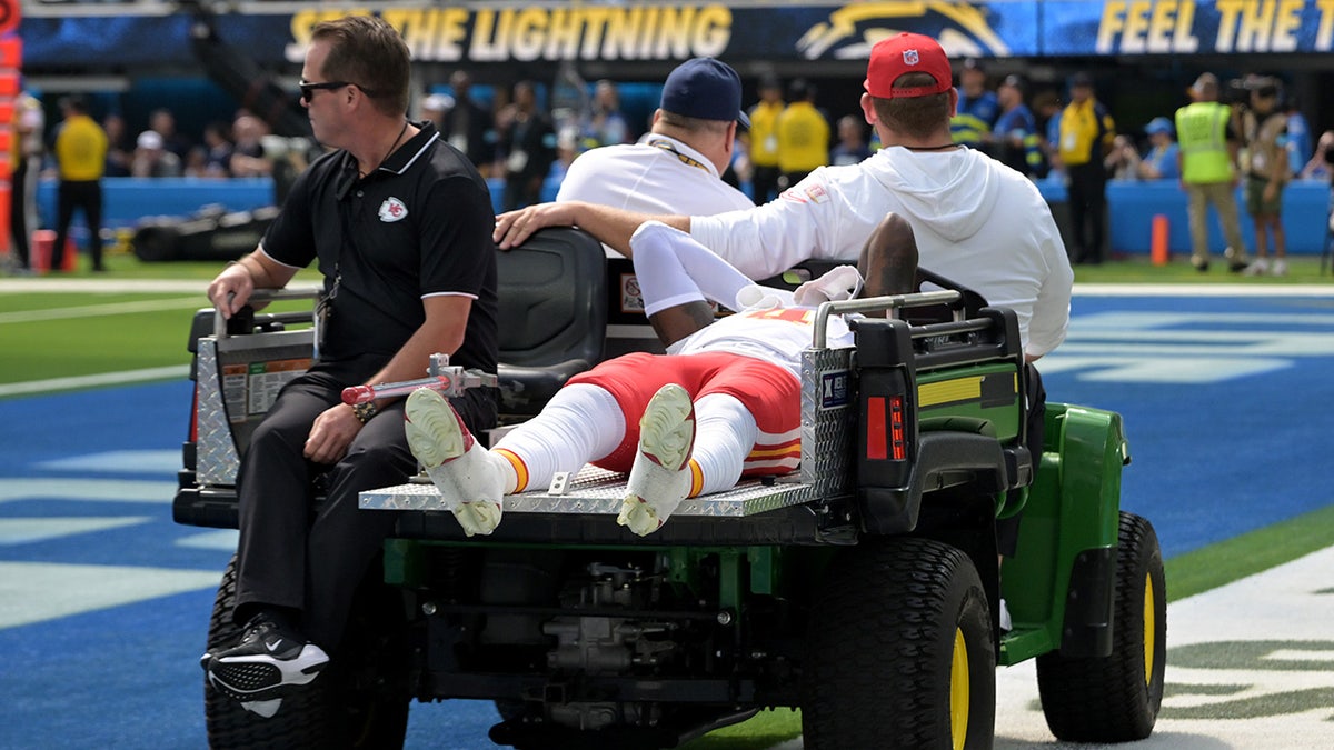 Rashee Rice is carted off the field