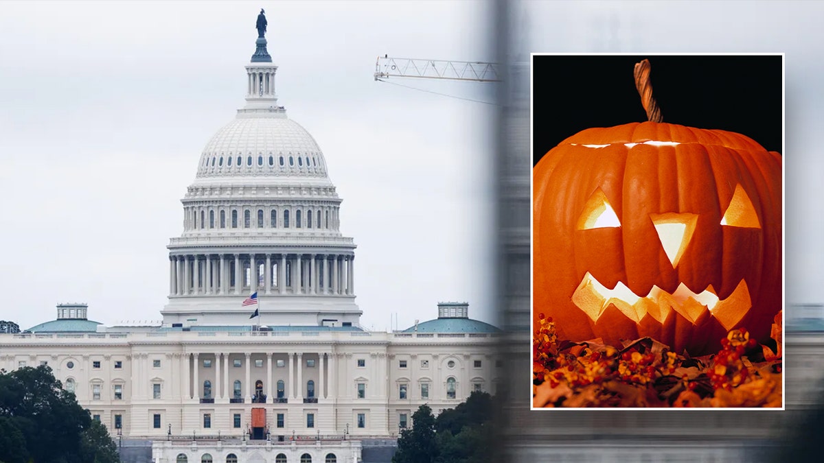 Capitol Building with jack-o-lantern inset