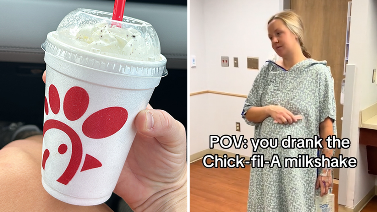 Chick-fil-A milkshake and pregnant woman