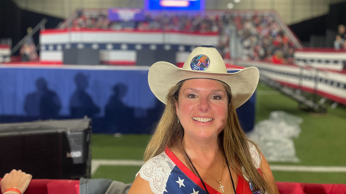 Trump supporter closeup shot from rally