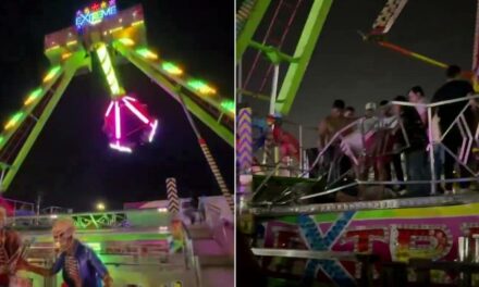 10 injured after cars on giant pendulum ride break apart midair, horrifying video shows