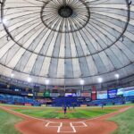 Roof of Tropicana Field, home of MLB’s Tampa Bay Rays, ripped open by Hurricane Milton