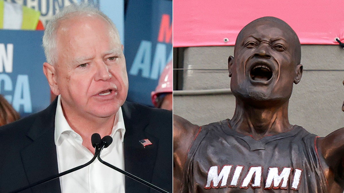 Tim Walz and Dwayne Wade's Statue