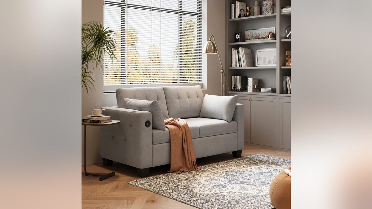 This compact sleeper sofa is the perfect solution for extra guests