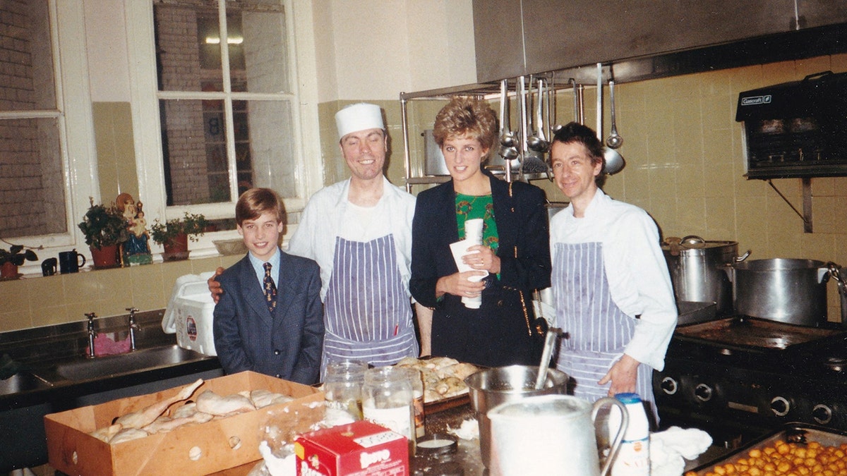 Princess Diana and William at a homeless charity in 1995