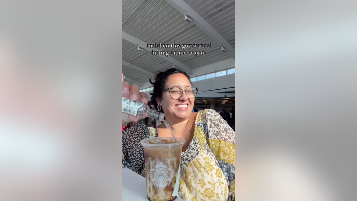 air traveler add vodka to her coffee at airport viral hack