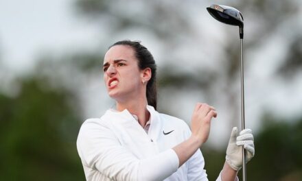 Caitlin Clark shanks tee shot at LPGA Tour pro-am