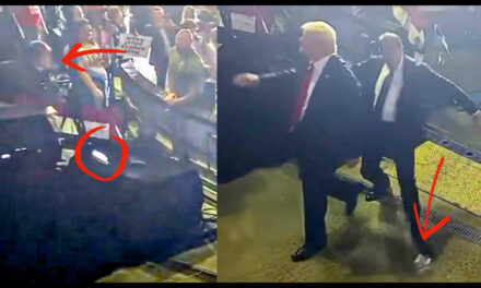 WATCH: Someone tossed a cell phone DIRECTLY into Trump’s path while he was leaving the stage and the Secret Service WAS NOT HAVING IT 👀