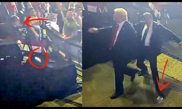 WATCH: Someone tossed a cell phone DIRECTLY into Trump’s path while he was leaving the stage and the Secret Service WAS NOT HAVING IT 👀