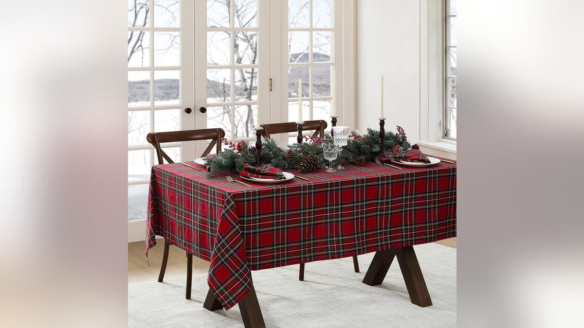 Outfit your table with a gorgeous plaid tablecloth.