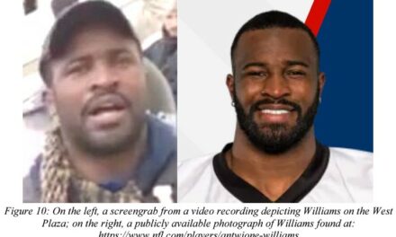 Chris Wray Arrests Former NFL Star and J6er Antwione Williams for Pushing a Bike Rack, Allegedly Swatting an Officer’s Hand, and Getting Sprayed in the Face with Pepper Spray