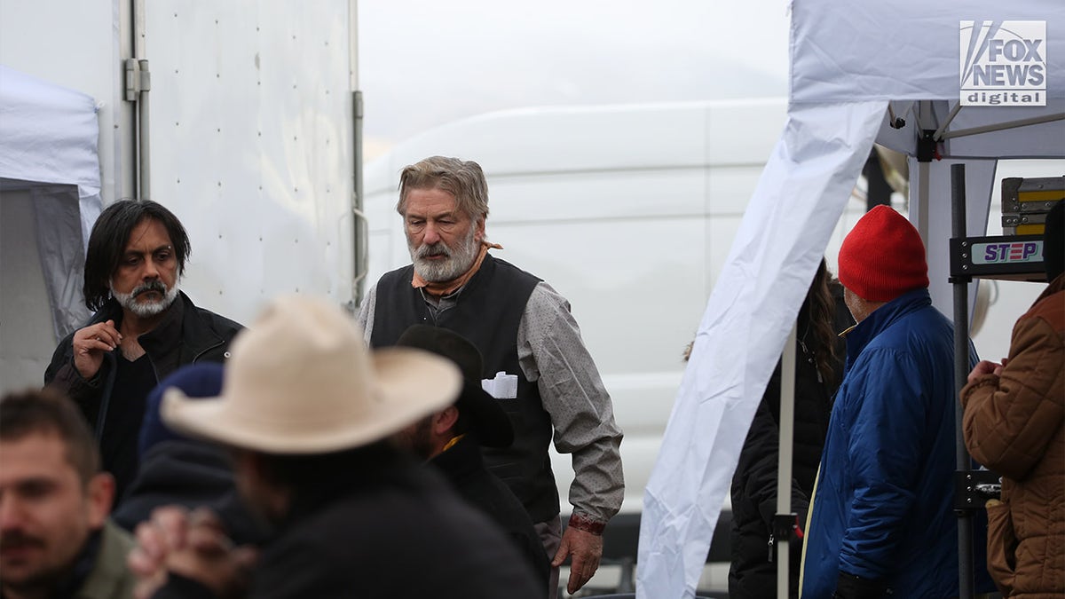 Alec Baldwin leaves his trailer on the set of 