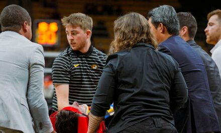 Missouri star basketball player stretchered off court in scary moment