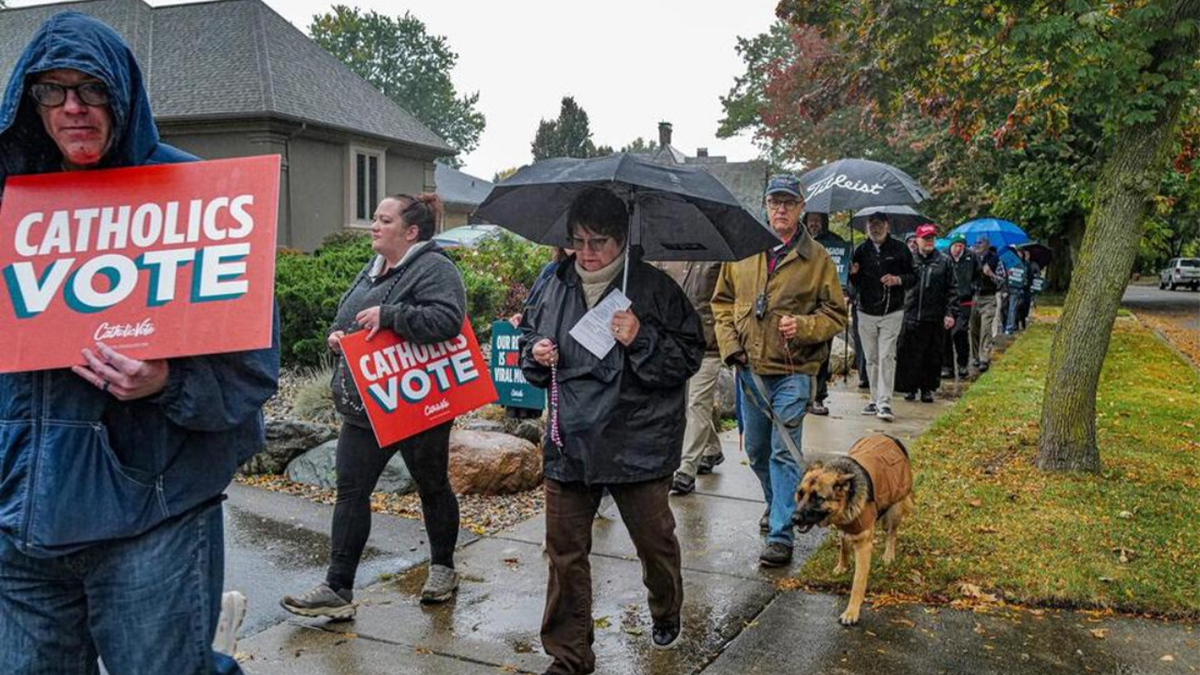 catholics rally outside home of gov. whitmer