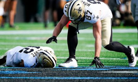 Saints’ Chris Olave takes crushing hit vs Panthers, stretchered off the field