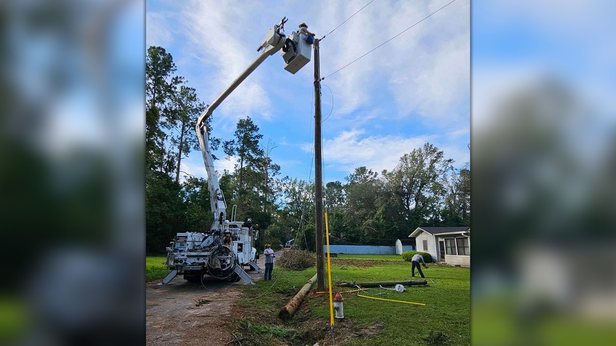 Eric Weems was part of a mutual aid crew that traveled to southern Georgia to restore power for those impacted by Hurricane Helene.