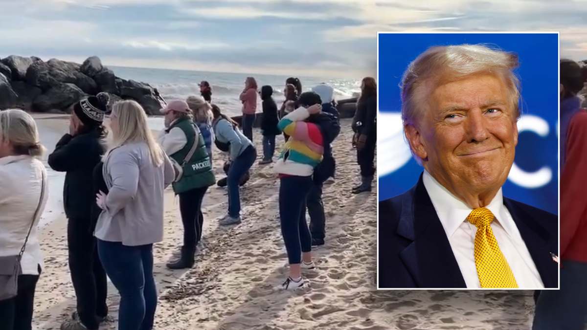 Split image of women, screaming, Trump smiling