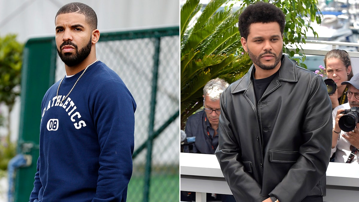 Side by side photos of Drake and The Weeknd