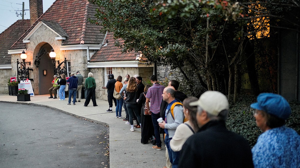 People line up to vote in the 2024 U.S. presidential election on Election Day