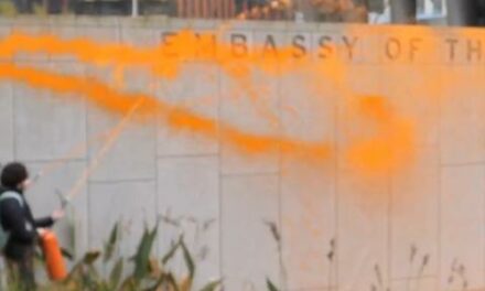 Anti-oil activists vandalize U.S. Embassy in London to protest ‘fascism’ of Trump victory