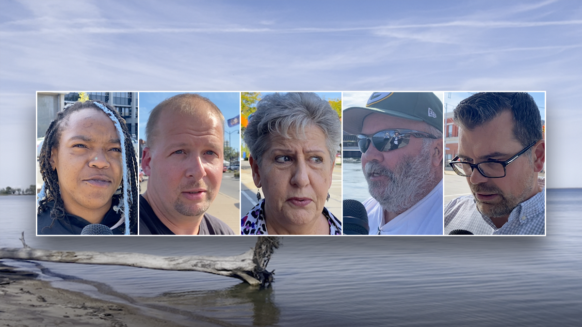 Erie residents in front of Lake Erie backdrop