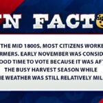 Fun Facts: Election days were set in early November to accommodate work, travel, weather in the mid 1800s