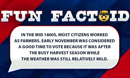 Fun Facts: Election days were set in early November to accommodate work, travel, weather in the mid 1800s