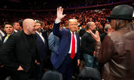 President-Elect Donald Trump Greets Joe Rogan As He Arrives At UFC 309 To Massive Ovation