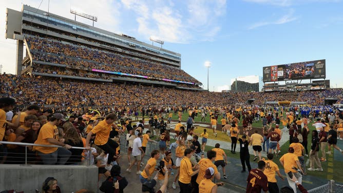 Arizona State fans rush the field twice, in the win over BYU for Big 12 title race