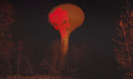 LOL! Massachusetts Resident Who Was Fined for Projecting ‘Trump 2024’ on Water Tower Changes it to a Trump ‘Punisher’ Image After Election (VIDEO)