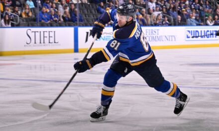 Scary Moment As Blues Dylan Holloway Takes Puck To The Neck, Leaves On Stretcher