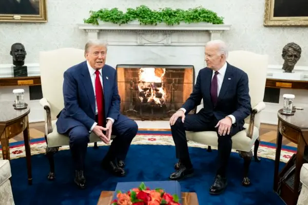 President Joe Biden meets with President-elect Donald Trump during a meeting in the Oval Office of the White House on Nov. 13, 2024. (Saul Loeb/AFP via Getty Images)