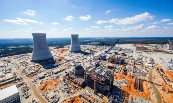 Nuclear power plant Vogtle Unit 3 and 4 sites are under construction near Waynesboro, Ga., in February 2017. (Georgia Power/Handout via Reuters)