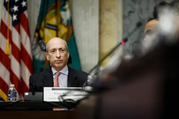 Securities and Exchange Commission (SEC) Chair Gary Gensler listens during a meeting at the U.S. Treasury Department in Washington on Oct. 3, 2022. (Anna Moneymaker/Getty Images)