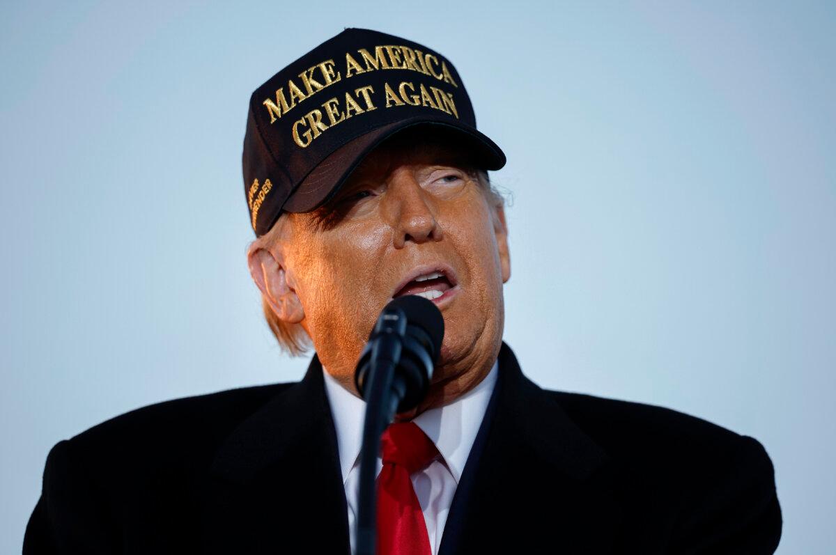 Republican presidential nominee, former U.S. President Donald Trump, speaks during a campaign rally at Kinston Regional Jetport in Kinston, N.C., on Nov. 3, 2024. (Chip Somodevilla/Getty Images)