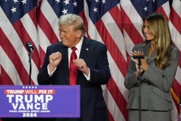 President-elect Donald Trump and his wife Melania celebrate his certain victory in Florida, on Nov. 6, 2024 (PA)