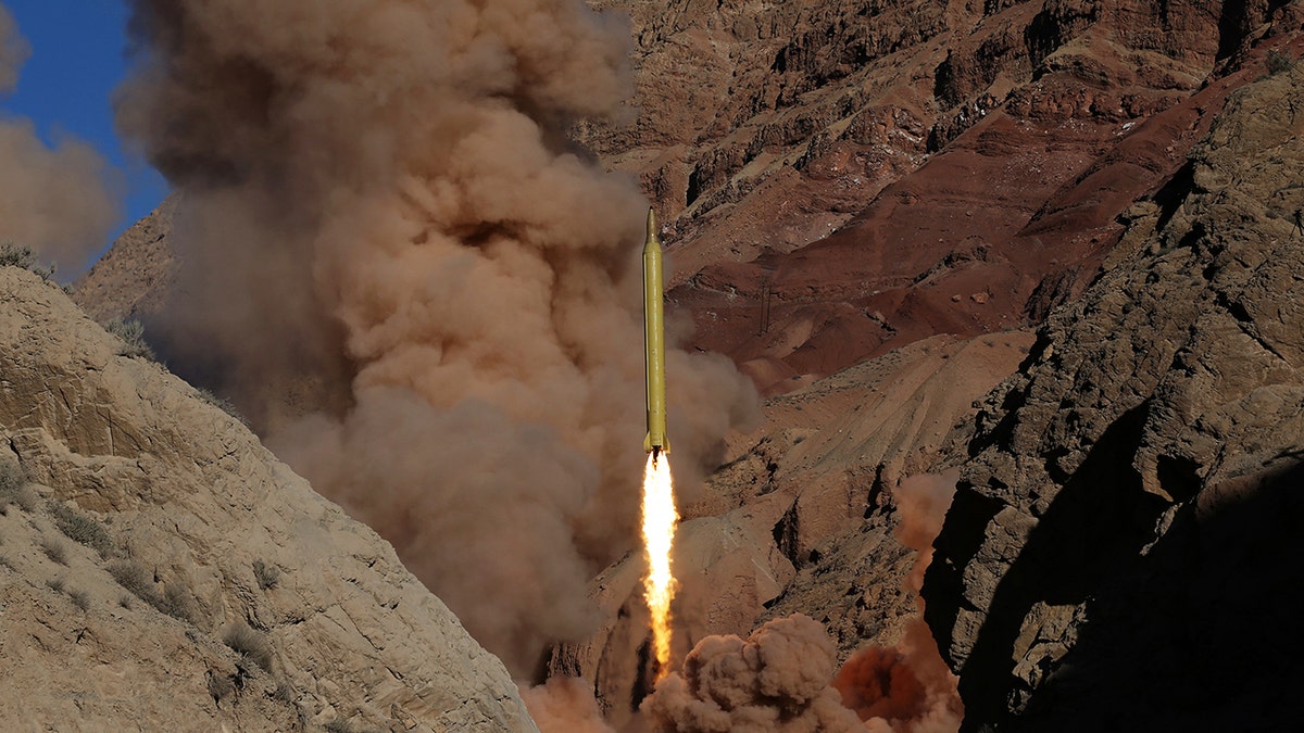 An Iranian Qadr H long-range ballistic surface-to-surface missile