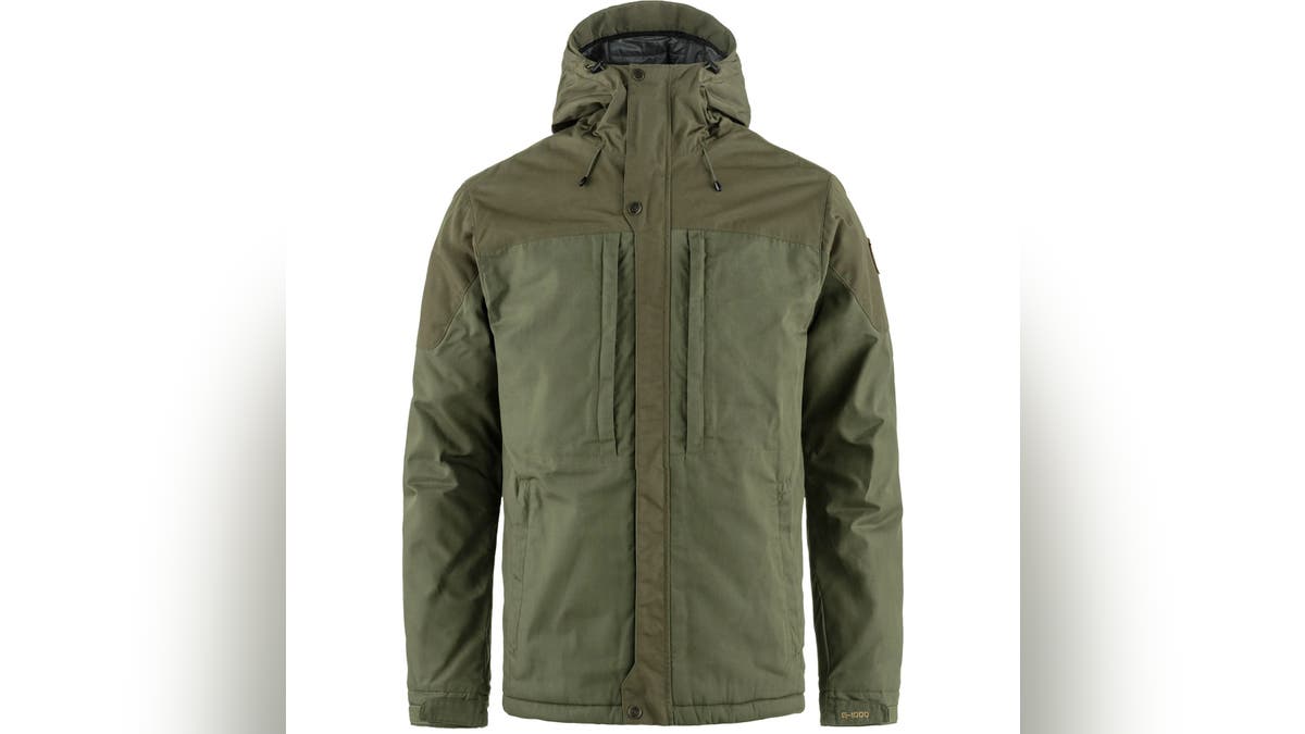 This padded coat will keep you warm and dry.